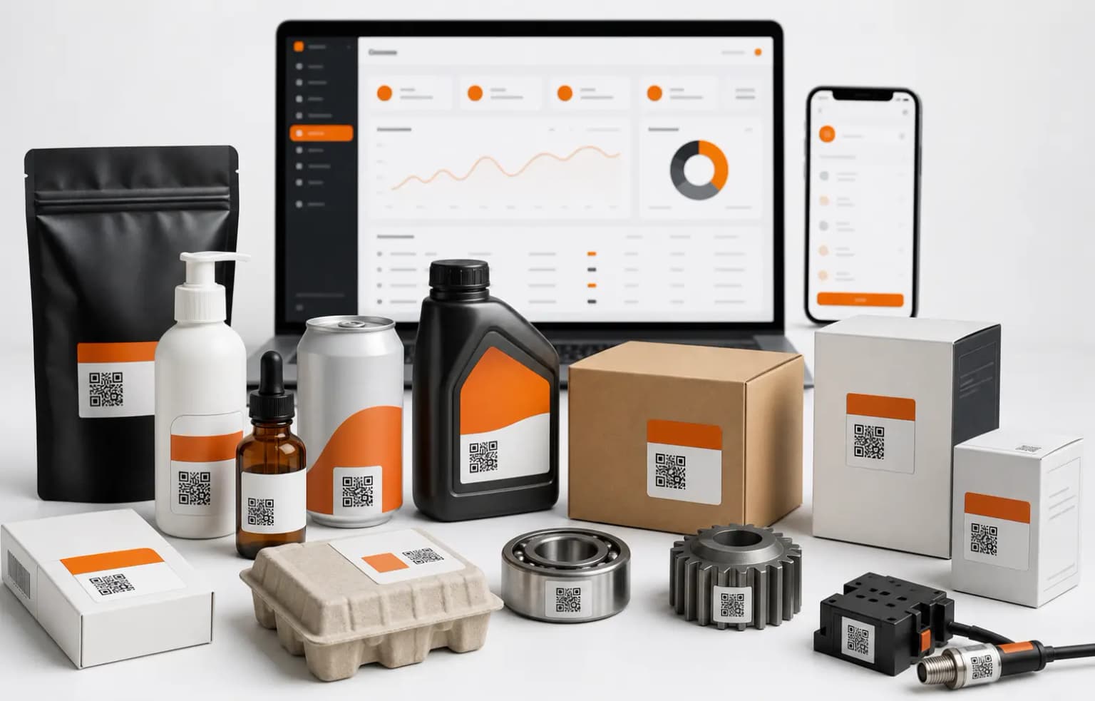 Diverse packaged goods and code check