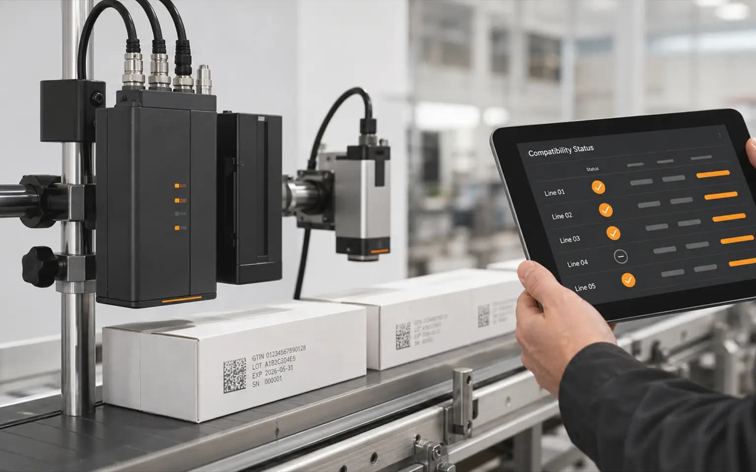 Integrator reviewing coding setup on a tablet