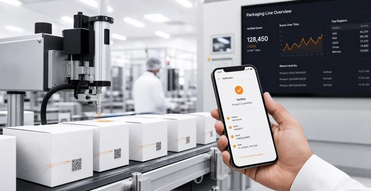 AIQR platform journey from serialized packaging to mobile verification and scan intelligence dashboards